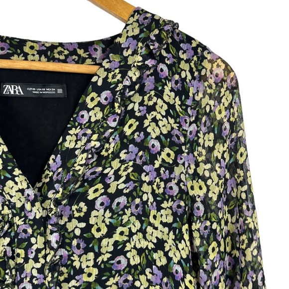 Zara Floral Print Button Down Dress Size XS - Picture 4 of 8